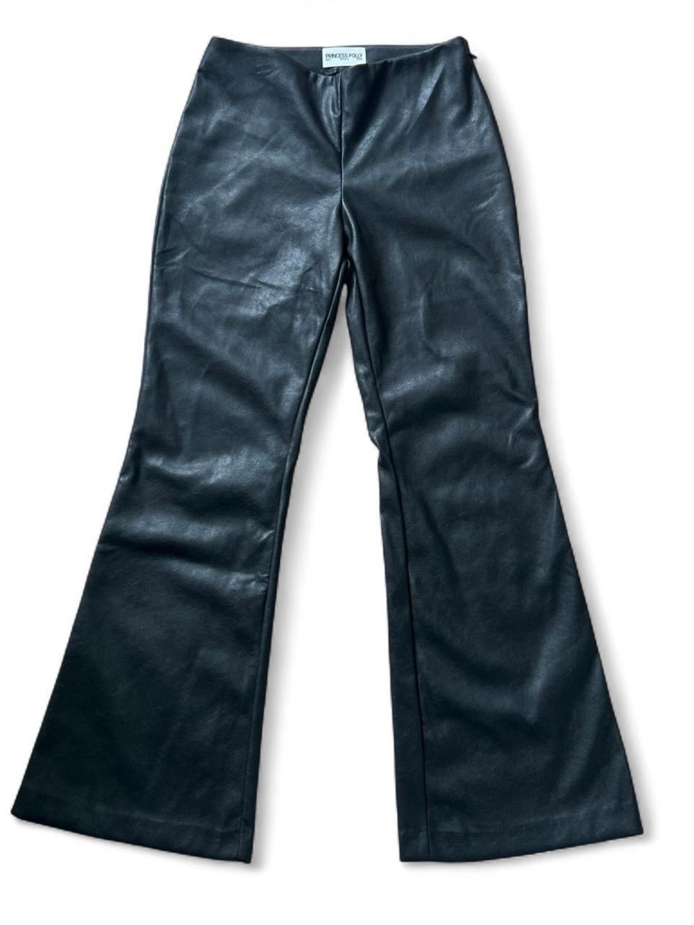 Princess Polly Black Faux Leather Flare Pants